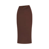SHEER MODAL MIDI SKIRT | COCOA FLAT ON A WHITE BACKGROUND | FLT