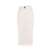 SHEER MODAL MIDI SKIRT | ECRU FLAT ON A WHITE BACKGROUND | FLT