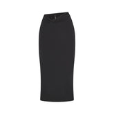 SHEER MODAL MIDI SKIRT | ONYX FLAT ON A WHITE BACKGROUND | FLT