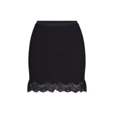 RIB KNIT LACE MINI SKIRT | OBSIDIAN FLAT ON A WHITE BACKGROUND | FLT