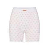 COTTON RIB BOXER | OCHRE HORSESHOE PRINT FLAT ON A WHITE BACKGROUND | FLT