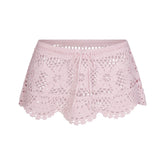CROCHET COVER-UPS LOW RISE MINI SKIRT | CHERRY BLOSSOM FLAT ON A WHITE BACKGROUND | FLT