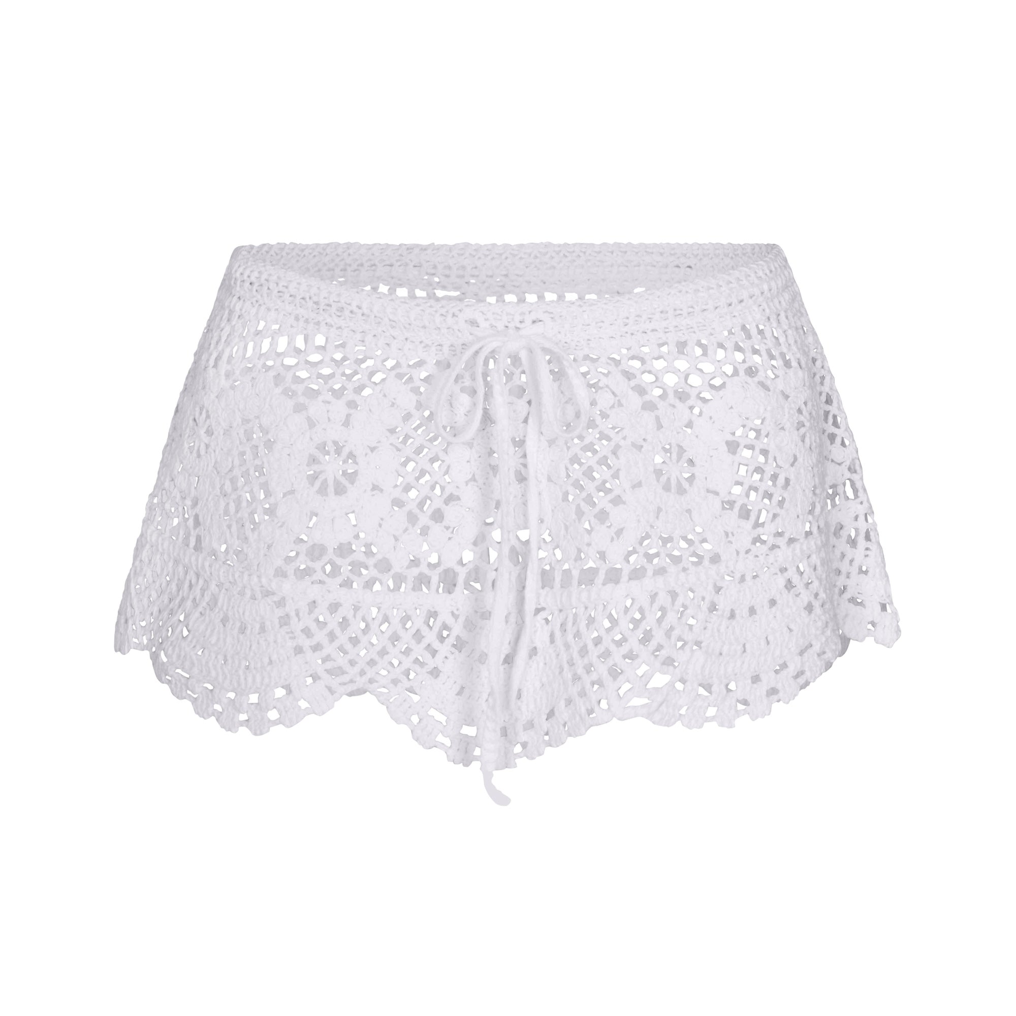 CROCHET COVER-UPS LOW RISE MINI SKIRT | SNOW FLAT ON A WHITE BACKGROUND | FLT