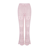 CROCHET COVER-UPS FLARE PANT | CHERRY BLOSSOM FLAT ON A WHITE BACKGROUND | FLT