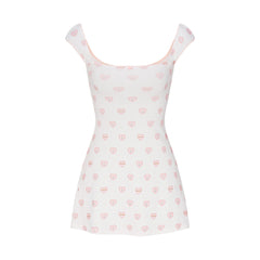 LOGO POINTELLE MINI DRESS | SNOW LACE HEARTS FLAT ON A WHITE BACKGROUND | FLT