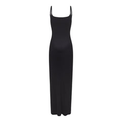 FITS EVERYBODY MATERNITY LONG SLIP DRESS | ONYX (LONG DRESSES) LAYS FLAT ON A WHITE BACKGROUND | FLT