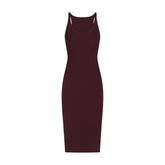 COTTON RIB TANK MIDI DRESS | CURRANT FLAT ON A WHITE BACKGROUND | FLT