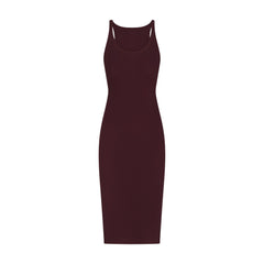 COTTON RIB TANK MIDI DRESS | CURRANT FLAT ON A WHITE BACKGROUND | FLT