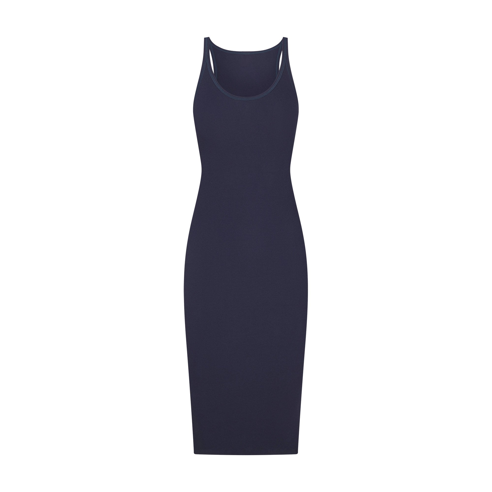 COTTON RIB TANK MIDI DRESS | NAVY FLAT ON A WHITE BACKGROUND | FLT