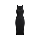 COTTON RIB TANK MIDI DRESS | SOOT FLAT ON A WHITE BACKGROUND @ | FLT