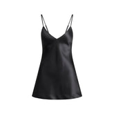 HEAVYWEIGHT SATIN CAMI MINI DRESS | ONYX FLAT ON A WHITE BACKGROUND | FLT
