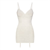 LACE SHAPEWEAR MINI SLIP DRESS | IVORY FLAT ON A WHITE BACKGROUND | FLT