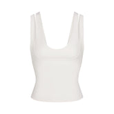 NikeSKIMS MATTE DOUBLE STRAP SCOOP TANK | IVORY LAYS FLAT ON A WHITE BACKGROUND | FLT
