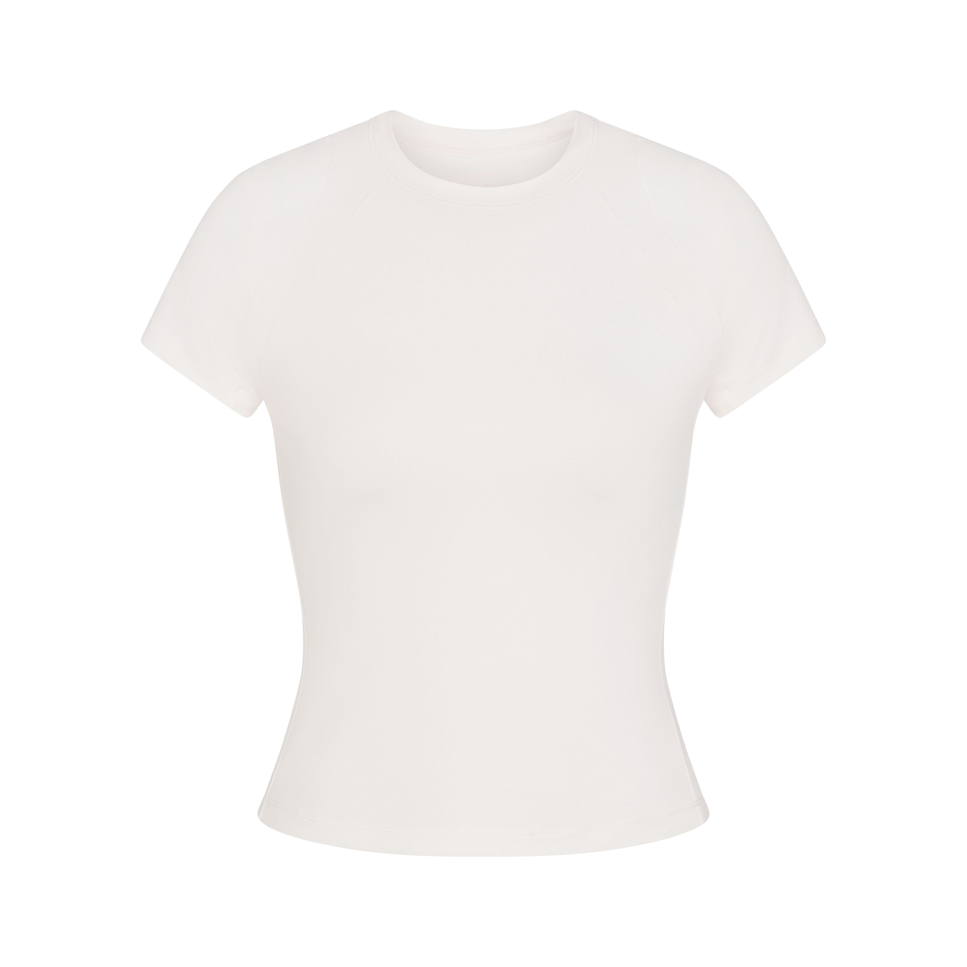 NikeSKIMS AIRY BABY TEE | IVORY LAYS FLAT ON A WHITE BACKGROUND | FLT