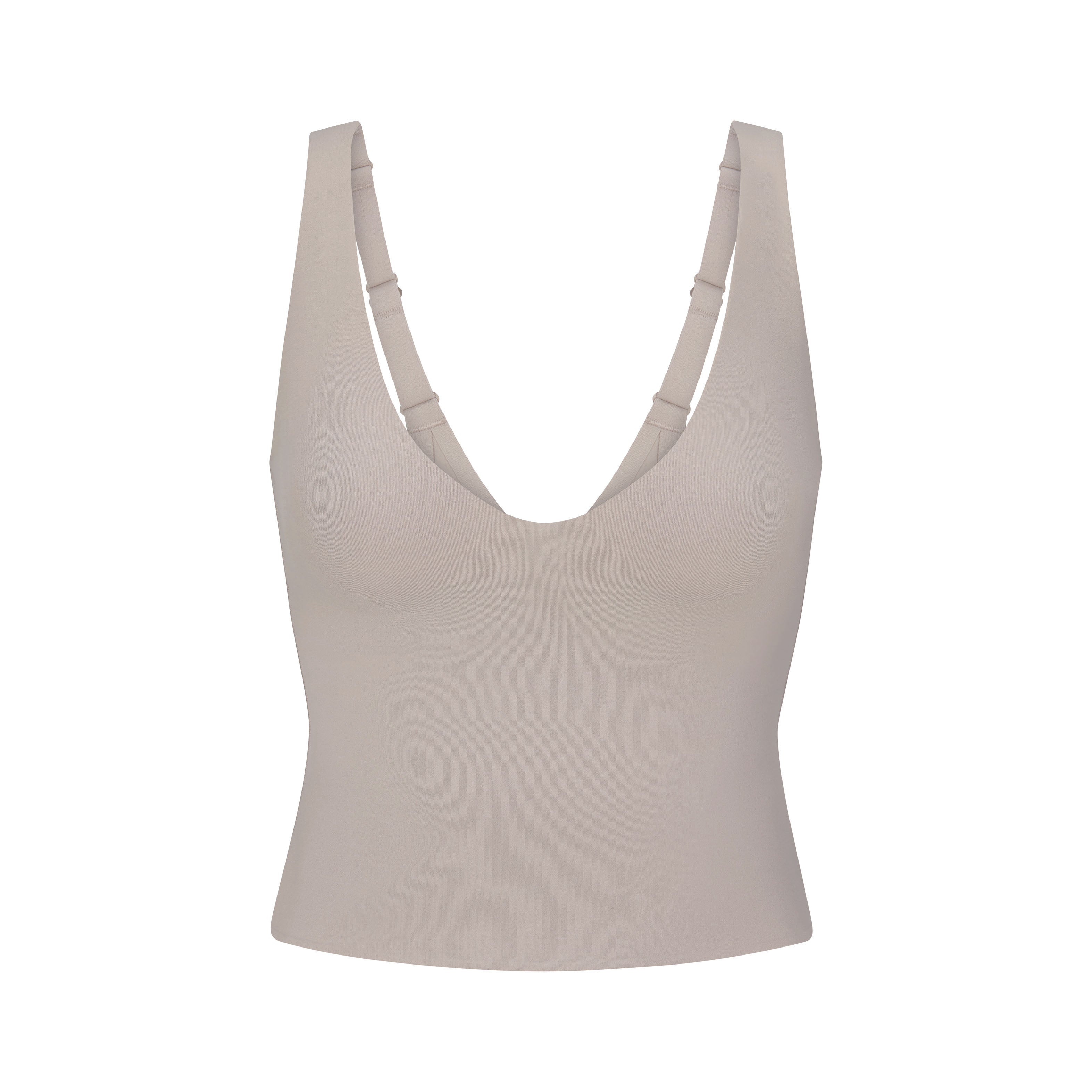 NikeSKIMS STUDIO STRETCH PLUNGE TANK | LINEN LAYS FLAT ON A WHITE BACKGROUND | FLT