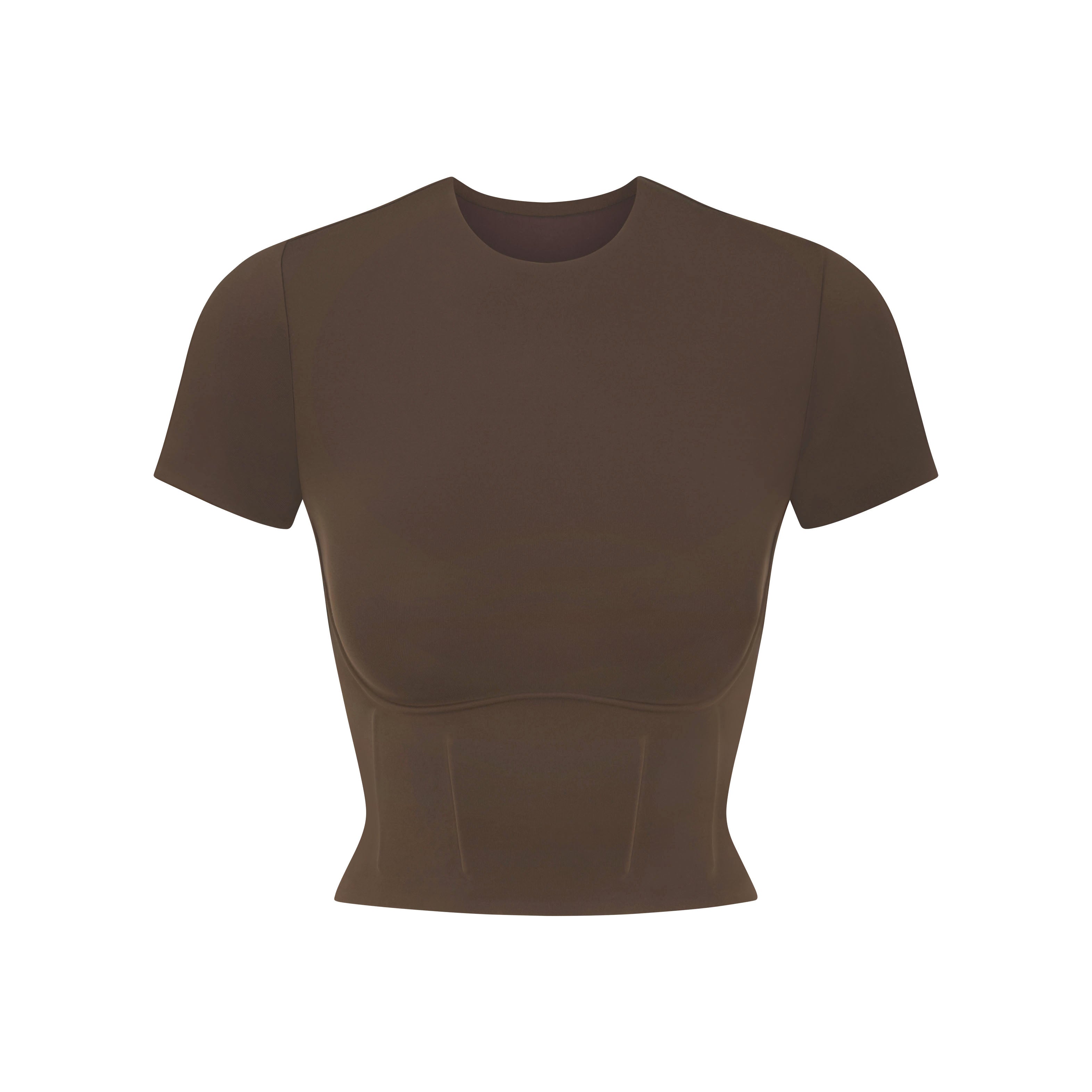 NikeSKIMS MATTE CORSET CROP TOP | DARK SEPIA LAYS FLAT ON A WHITE BACKGROUND | FLT