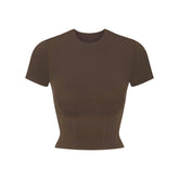NikeSKIMS MATTE CORSET CROP TOP | DARK SEPIA LAYS FLAT ON A WHITE BACKGROUND | FLT