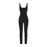 NikeSKIMS MATTE CORSET 29" ONE PIECE | OBSIDIAN LAYS FLAT ON A WHITE BACKGROUND | FLT
