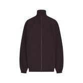NikeSKIMS STRETCH NYLON OVERSIZED TRACK JACKET | DARK ROAST & LAYS FLAT ON A WHITE BACKGROUND | FLT