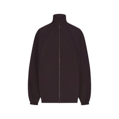 NikeSKIMS STRETCH NYLON OVERSIZED TRACK JACKET | DARK ROAST & LAYS FLAT ON A WHITE BACKGROUND | FLT