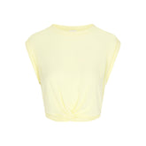 NikeSKIMS PERFORMANCE COTTON BLEND CROP TWIST TANK | BICYCLE YELLOW & LAYS FLAT ON A WHITE BACKGROUND | FLT