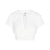 NikeSKIMS PERFORMANCE COTTON BLEND SHORT SLEEVE V-NECK CROP TOP | SNOW