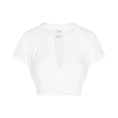NikeSKIMS PERFORMANCE COTTON BLEND SHORT SLEEVE V-NECK CROP TOP | SNOW