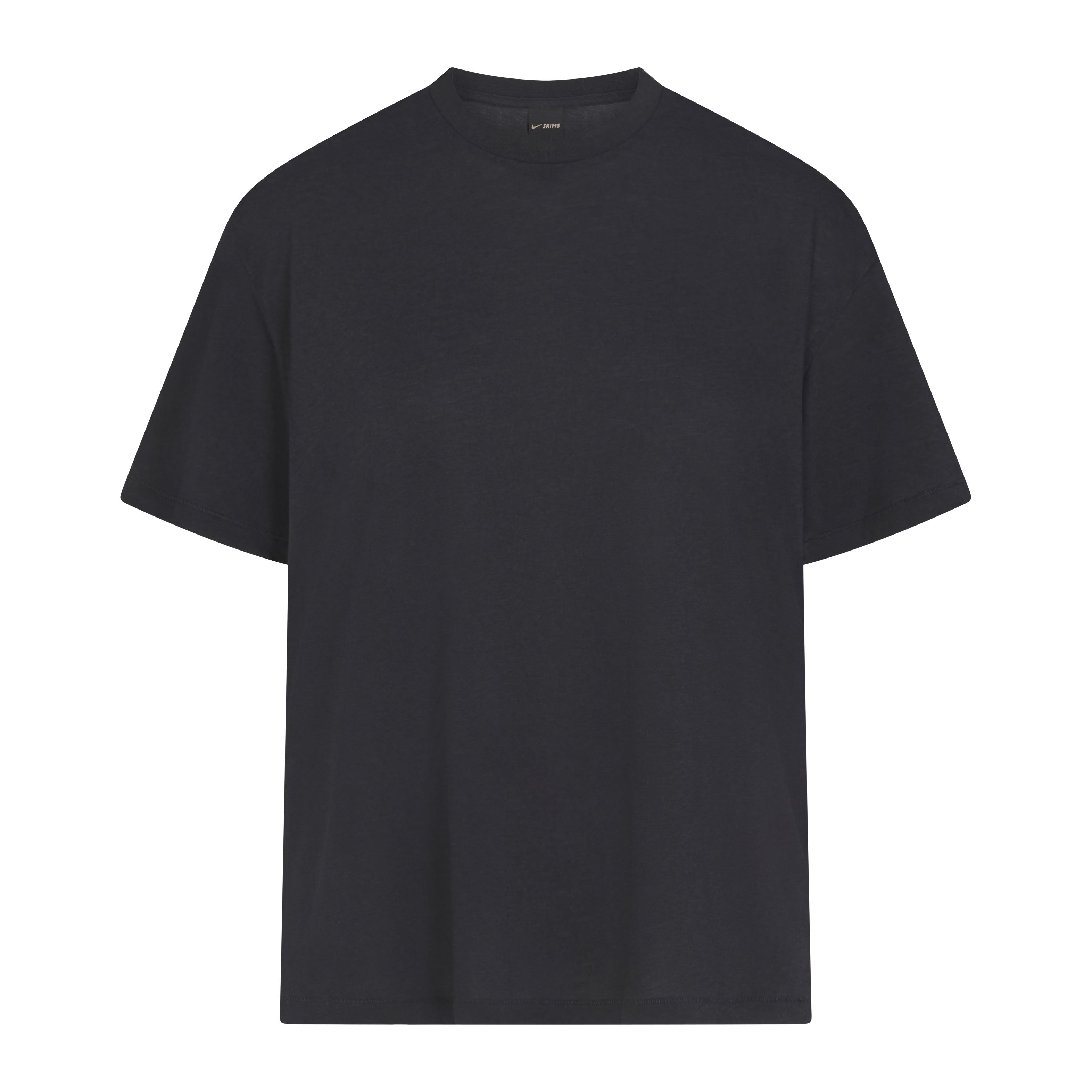 NikeSKIMS PERFORMANCE COTTON BLEND OVERSIZED SHORT SLEEVE TOP | OBSIDIAN & LAYS FLAT ON A WHITE BACKGROUND | FLT