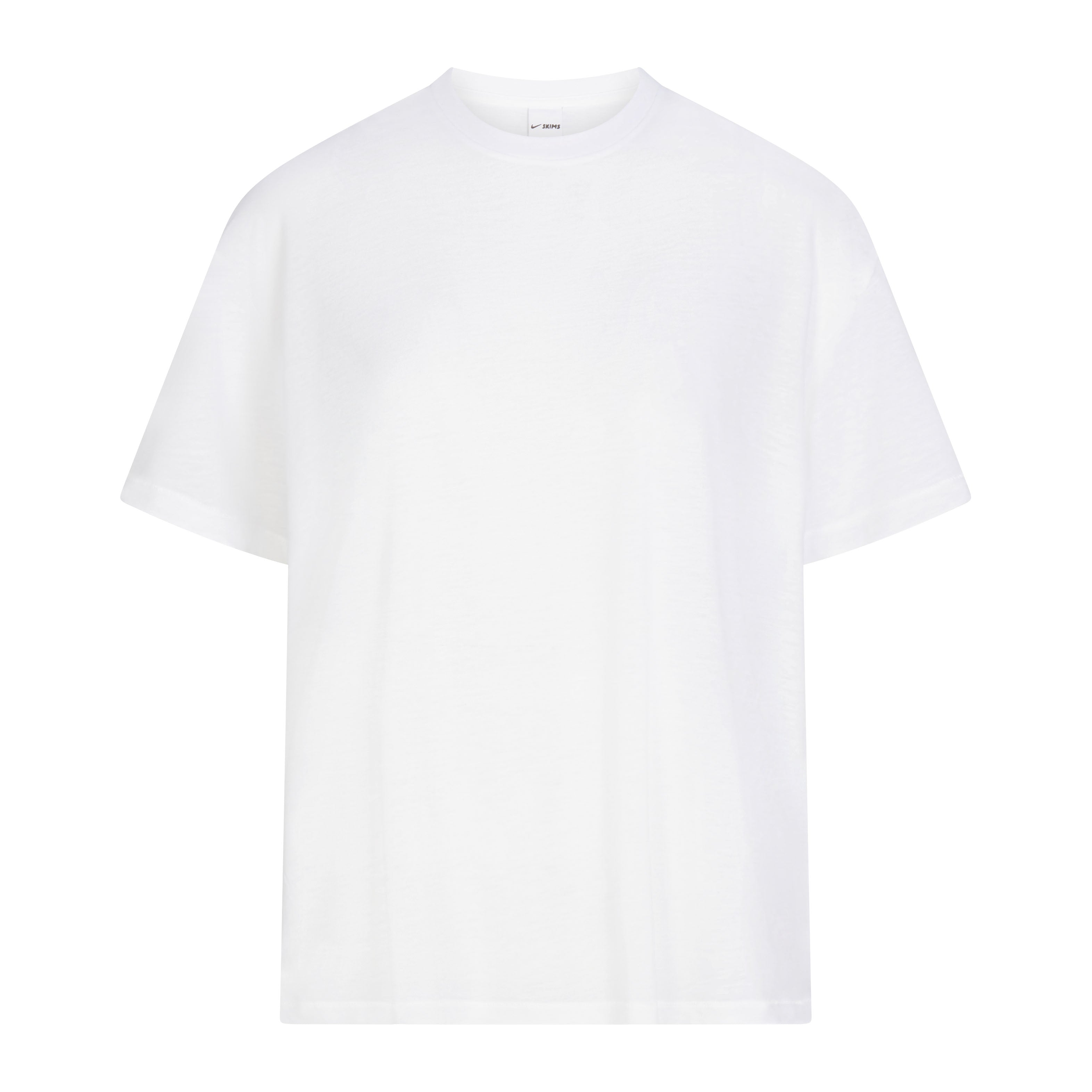 NikeSKIMS PERFORMANCE COTTON BLEND OVERSIZED SHORT SLEEVE TOP | SNOW & LAYS FLAT ON A WHITE BACKGROUND | FLT