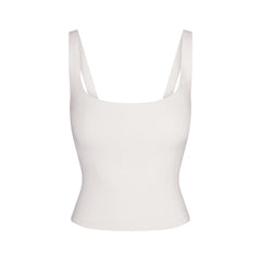NikeSKIMS MATTE SQUARE NECK TANK | IVORY LAYS FLAT ON A WHITE BACKGROUND | FLT