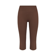 NikeSKIMS MATTE CROP 17" LEGGING | DARK SEPIA FLAT ON A WHITE BACKGROUND | FLT