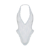 STRETCH LACE DEEP PLUNGE TEDDY | POWDER BLUE FLAT ON A WHITE BACKGROUND | FLT