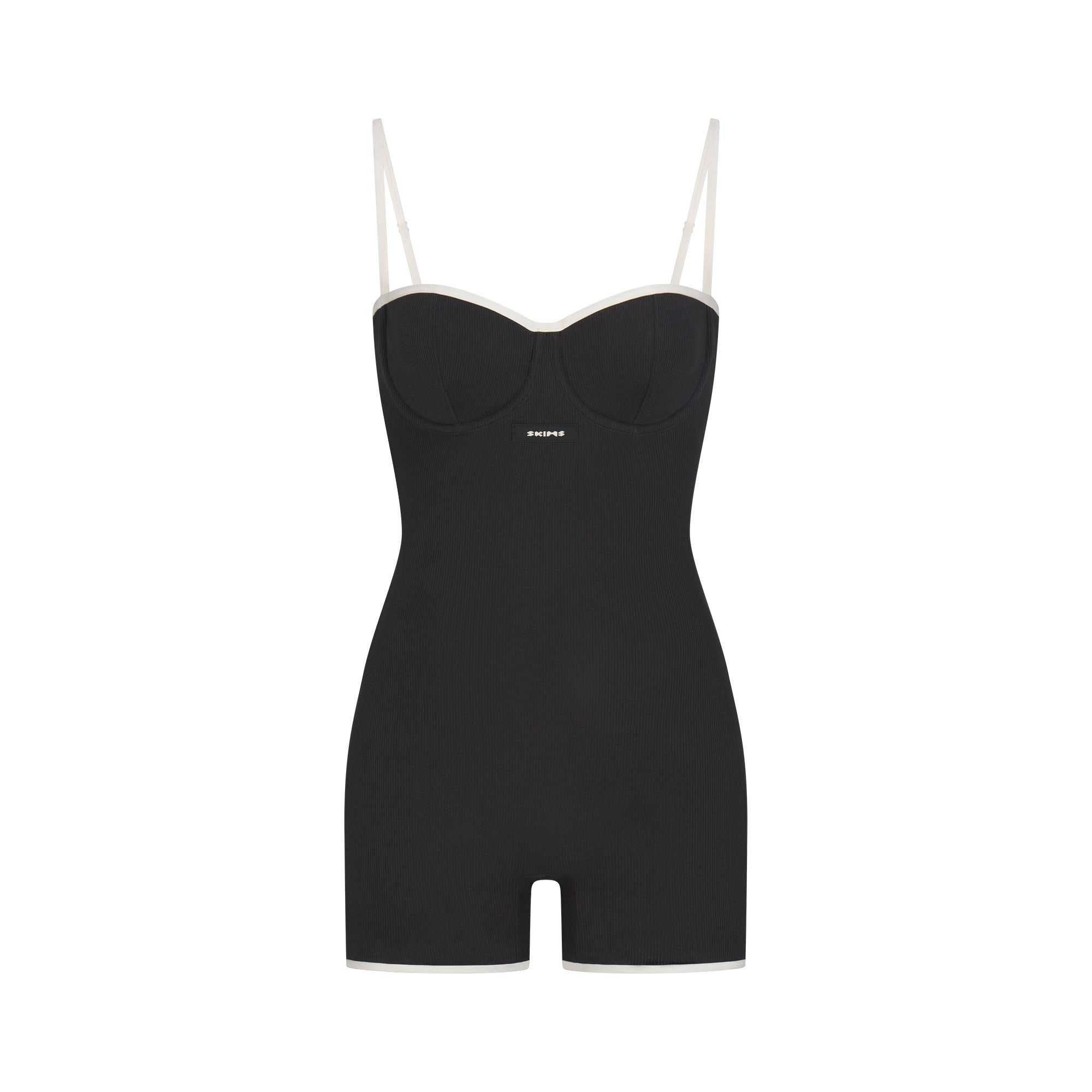 COTTON RIB ONESIE | SOOT CONTRAST FLAT ON A WHITE BACKGROUND | FLT