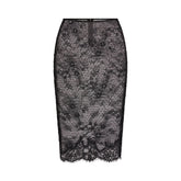 ULTRA FINE LACE MIDI SKIRT | OBSIDIAN FLAT ON A WHITE BACKGROUND | FLT
