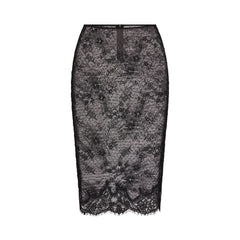 ULTRA FINE LACE MIDI SKIRT | OBSIDIAN FLAT ON A WHITE BACKGROUND | FLT