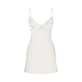 SKIMS ROMANCE DRAPED MINI SLIP DRESS | IVORY LAYS FLAT ON A WHITE BACKGROUND | FLT