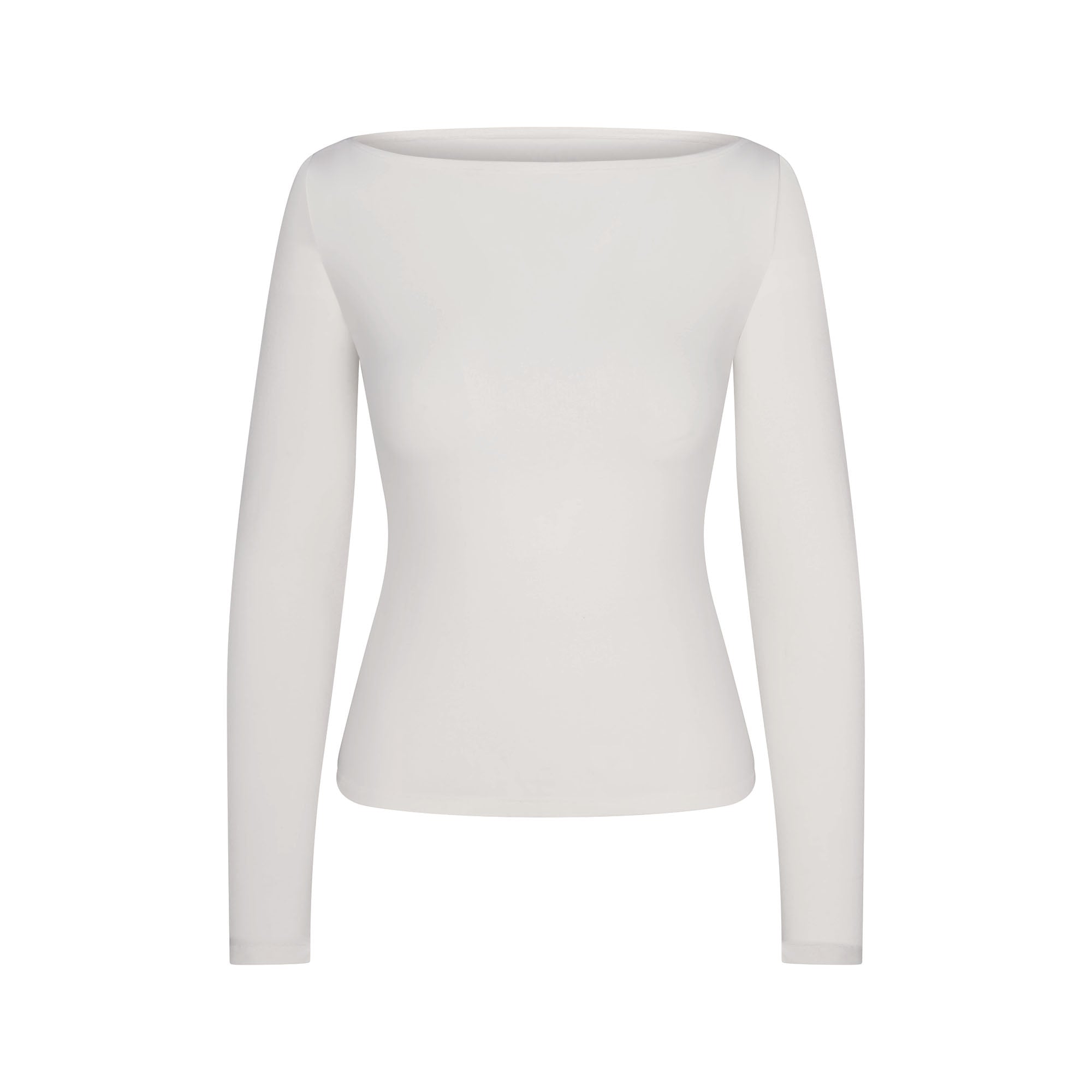 COTTON JERSEY LONG SLEEVE BOATNECK TOP | MARBLEFLAT ON A WHITE BACKGROUND | FLT