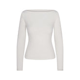COTTON JERSEY LONG SLEEVE BOATNECK TOP | MARBLEFLAT ON A WHITE BACKGROUND | FLT