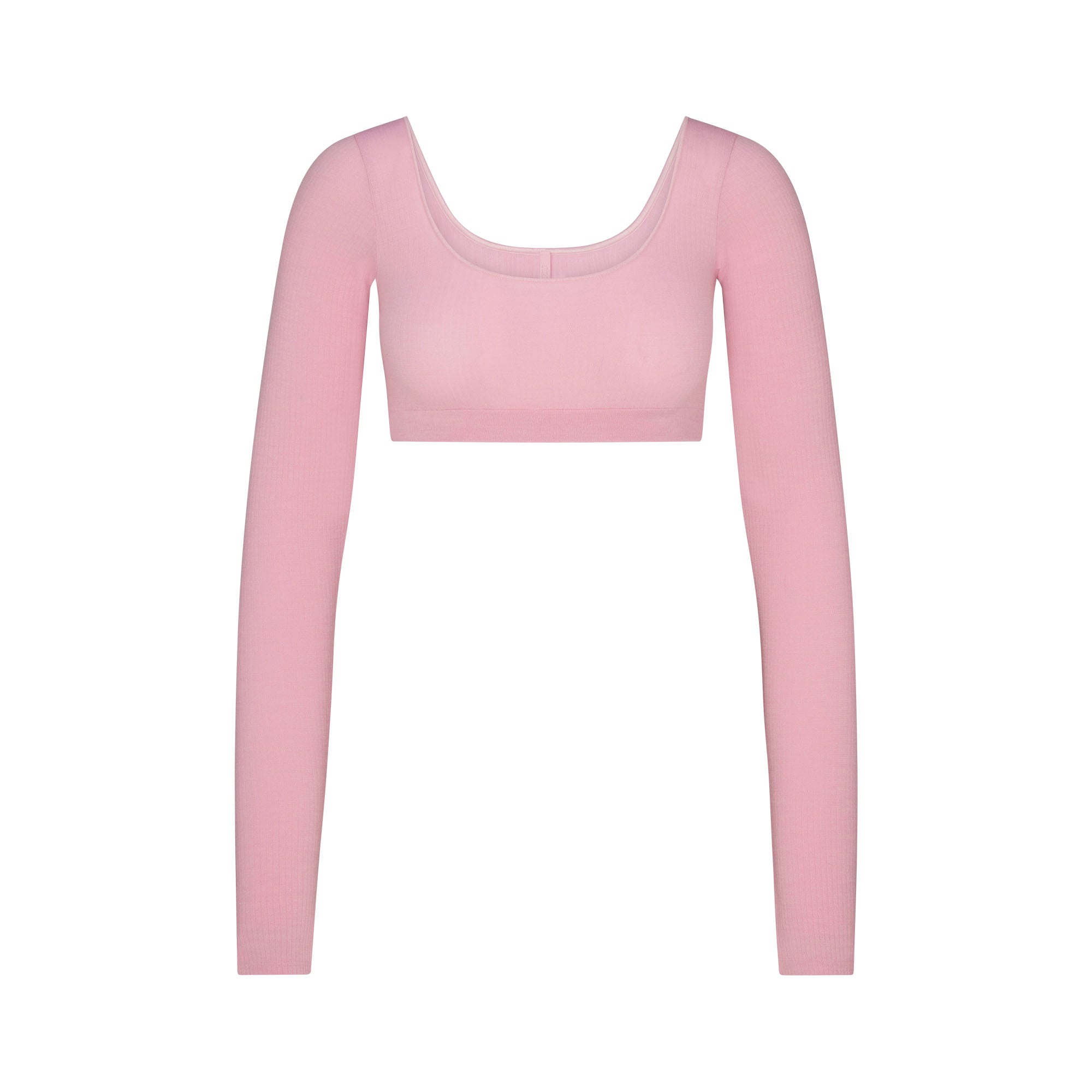 WOOL RIB LONG SLEEVE SUPER CROPPED TOP | HALITE FLAT ON A WHITE BACKGROUND | FLT