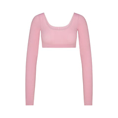 WOOL RIB LONG SLEEVE SUPER CROPPED TOP | HALITE FLAT ON A WHITE BACKGROUND | FLT