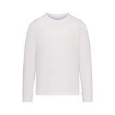 SKIMS COTTON MENS CLASSIC LONG SLEEVE T-SHIRT | CHALK FLAT ON A WHITE BACKGROUND | FLT
