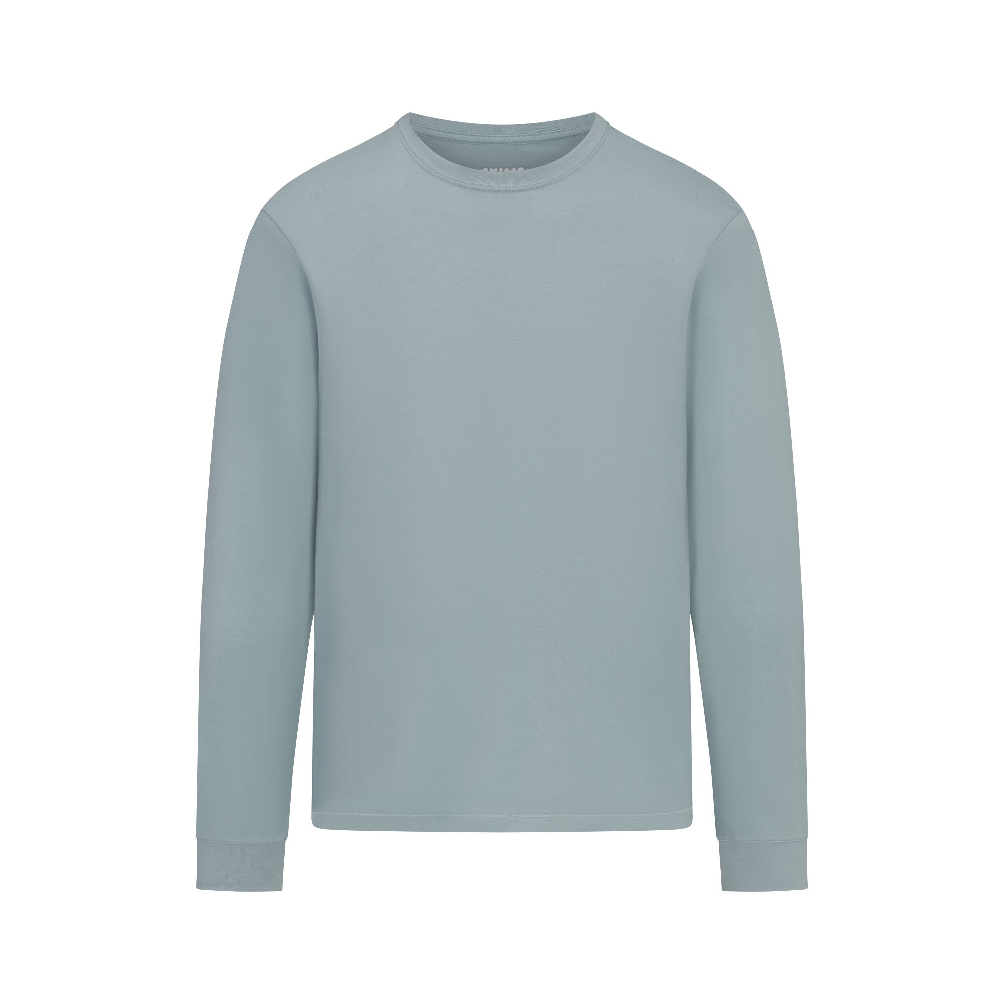 SKIMS COTTON MENS CLASSIC LONG SLEEVE T-SHIRT | SKY FLAT ON A WHITE BACKGROUND | FLT