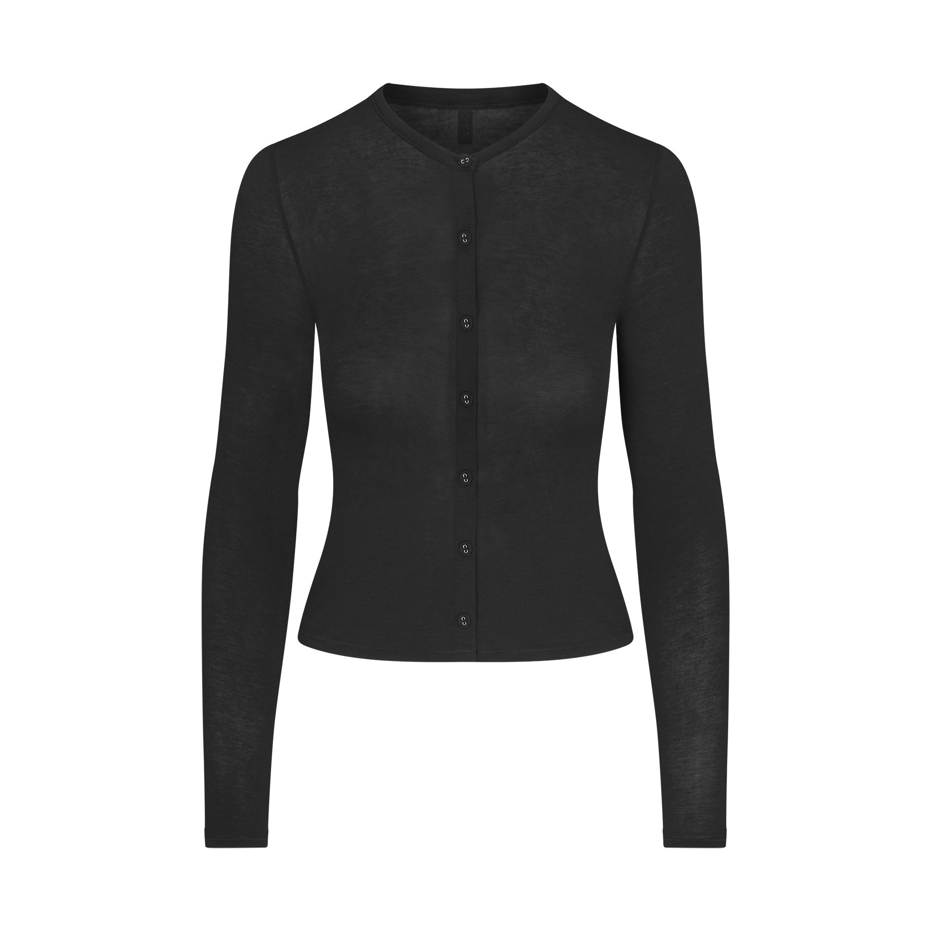 SHEER MODAL CARDIGAN | ONYX FLAT ON A WHITE BACKGROUND | FLT