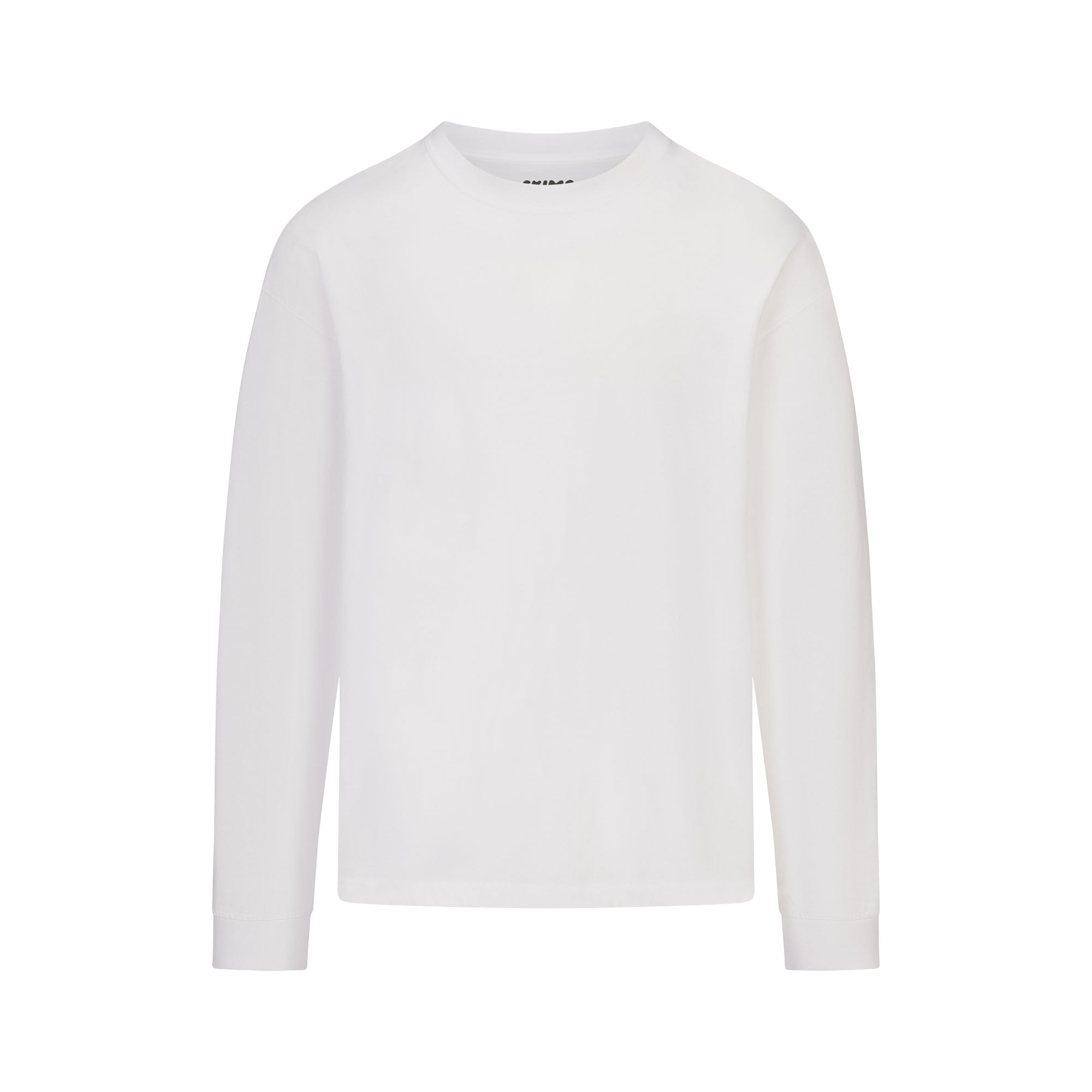 HEAVYWEIGHT COTTON MENS RELAXED LONG SLEEVE T-SHIRT | CHALK FLAT ON A WHITE BACKGROUND | FLT