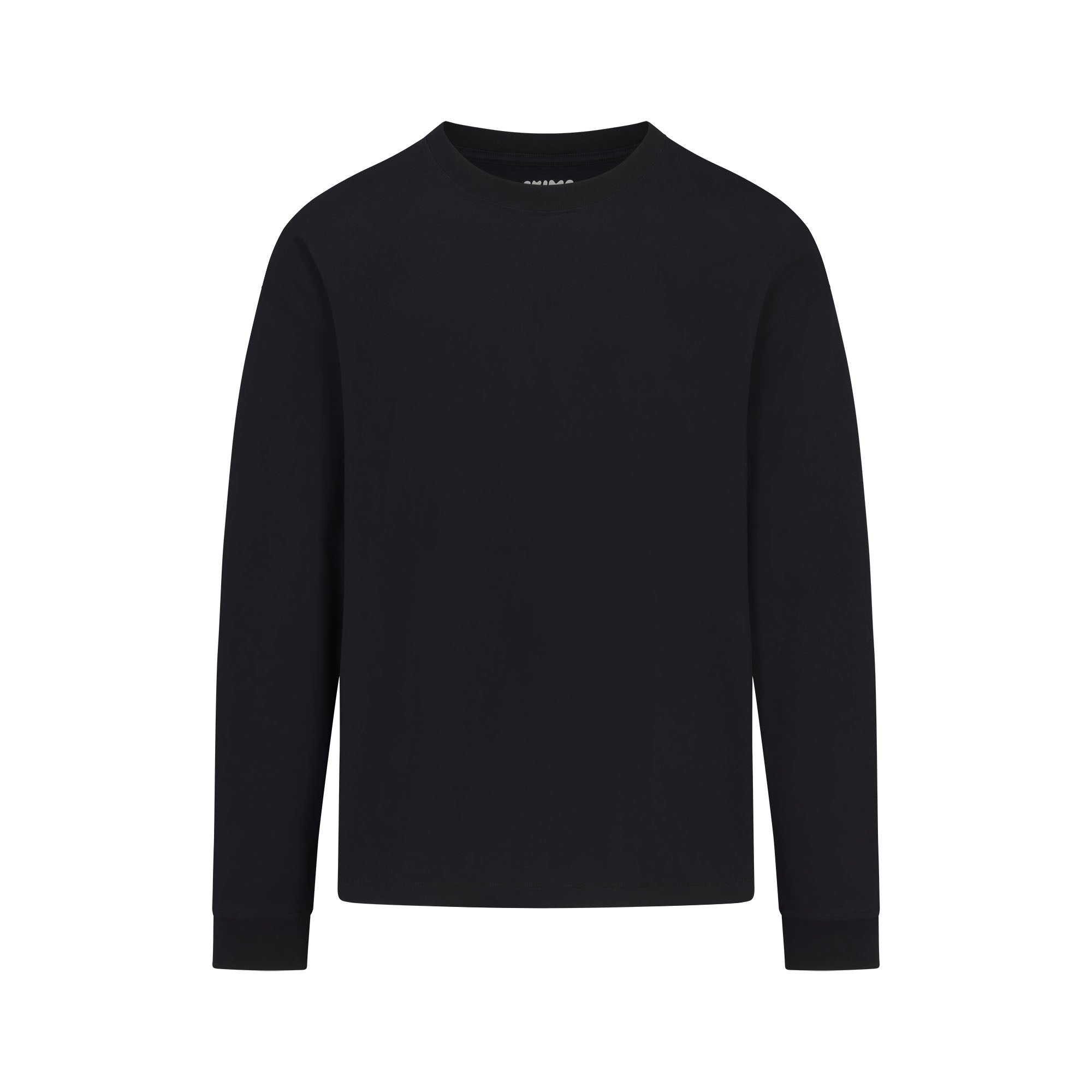HEAVYWEIGHT COTTON MENS RELAXED LONG SLEEVE T-SHIRT | OBSIDIAN FLAT ON A WHITE BACKGROUND | FLT
