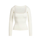 COTTON JERSEY SCOOP NECK LONG SLEEVE TOP | MARBLE FLAT ON A WHITE BACKGROUND | FLT