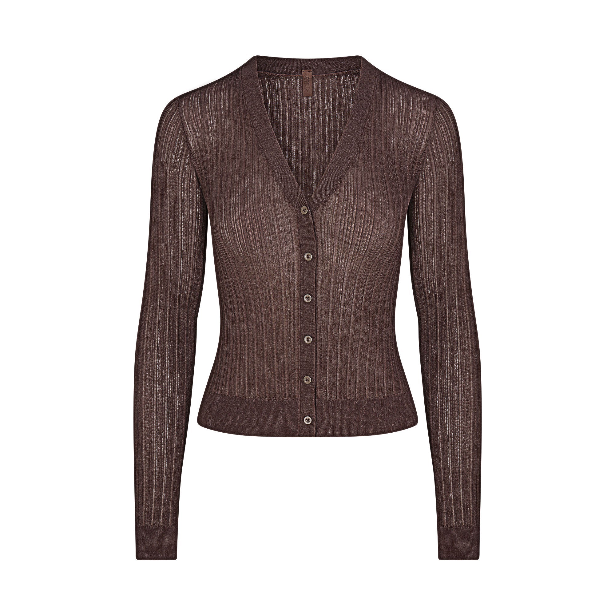 SHEER KNIT CARDIGAN | AMETHYST FLAT ON A WHITE BACKGROUND | FLT