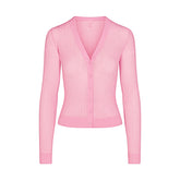 SHEER KNIT CARDIGAN | PEONY FLAT ON A WHITE BACKGROUND | FLT