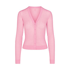 SHEER KNIT CARDIGAN | PEONY FLAT ON A WHITE BACKGROUND | FLT