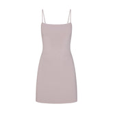 REFINED KNIT MINI DRESS | IRIS MICA FLAT ON A WHITE BACKGROUND | FLT
